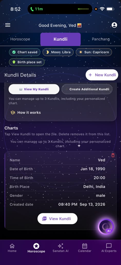 Horoscope & Kundli in the Sanatan app